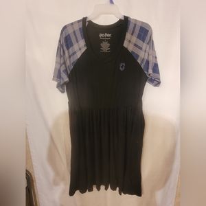 Harry Potter Black Dress with Blue and Grey Checkered Sleeves